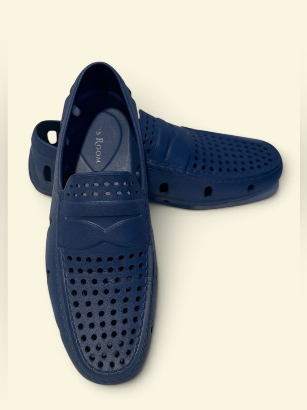 Club Room Navy Perforated Slip-On Loafers — Casual Water-Friendly Moccasins